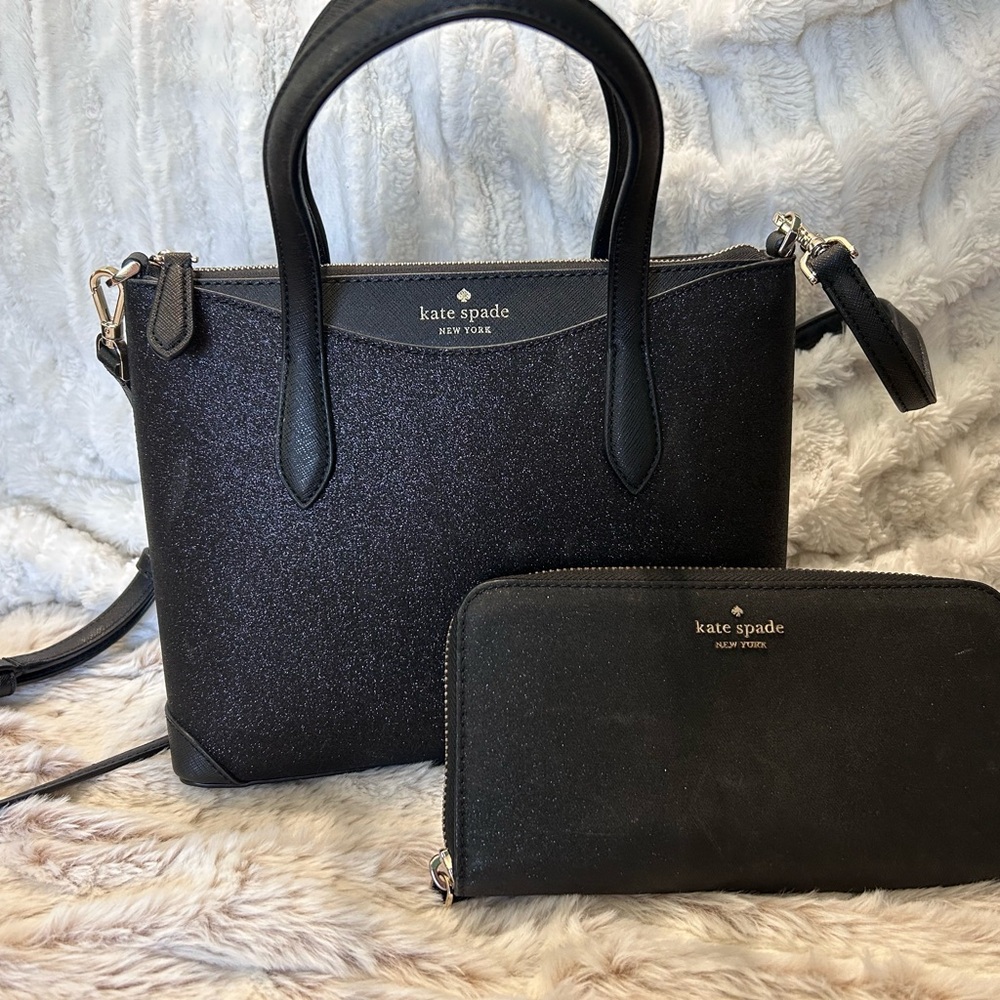 Kate Spade Black Satchel with Saffiano Leather and Crossbody Strap